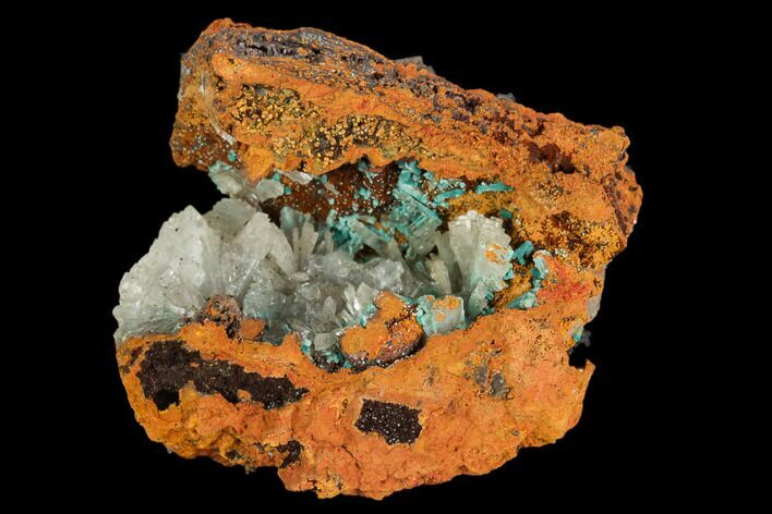 Calcite Encrusted Fibrous Aurichalcite Crystals - Mexico #127228